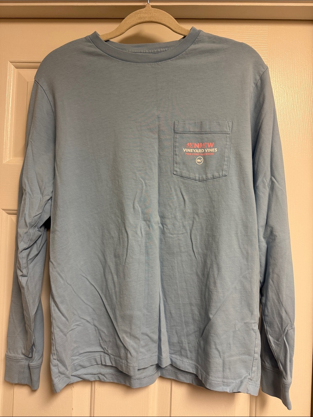 EUC Women’s Vineyard Vines Pocket Whale Long Sleeve, Pink Pony Mackinac, Size S